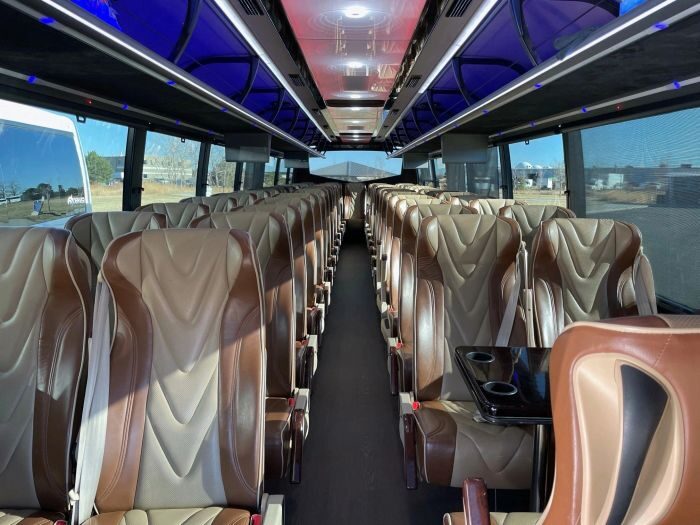 Charter coach interior – Woody Creek limo service