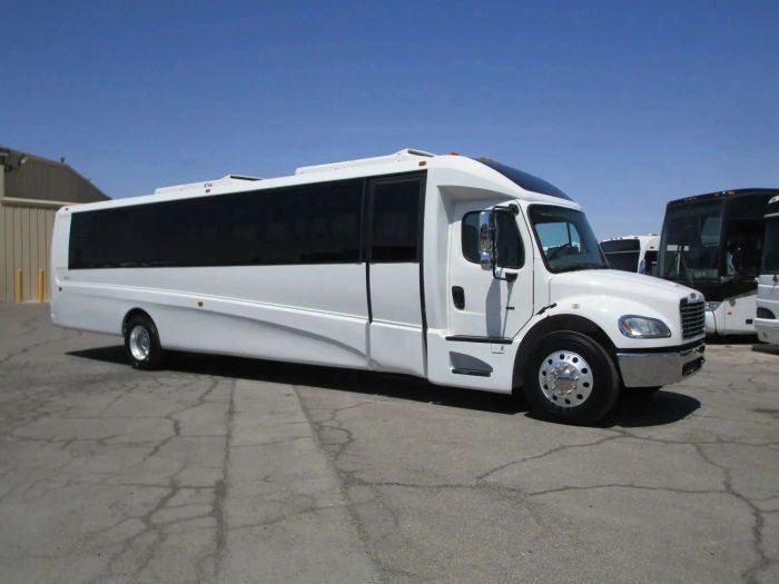 Large white party bus – Woody Creek limo service