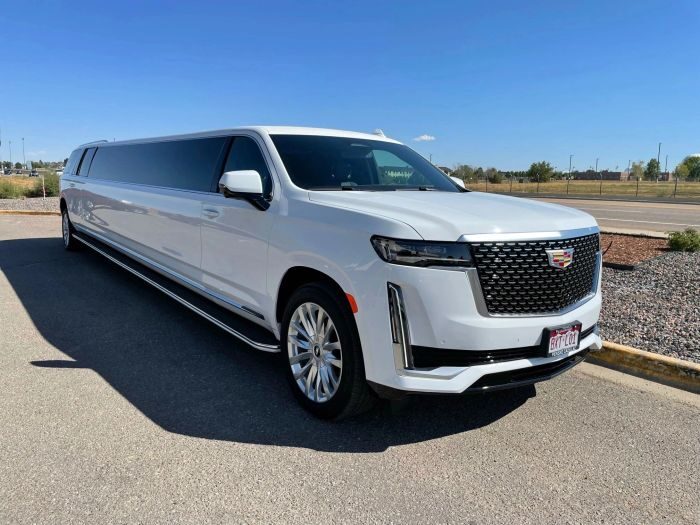 White Escalade stretch limo – Woody Creek limo service